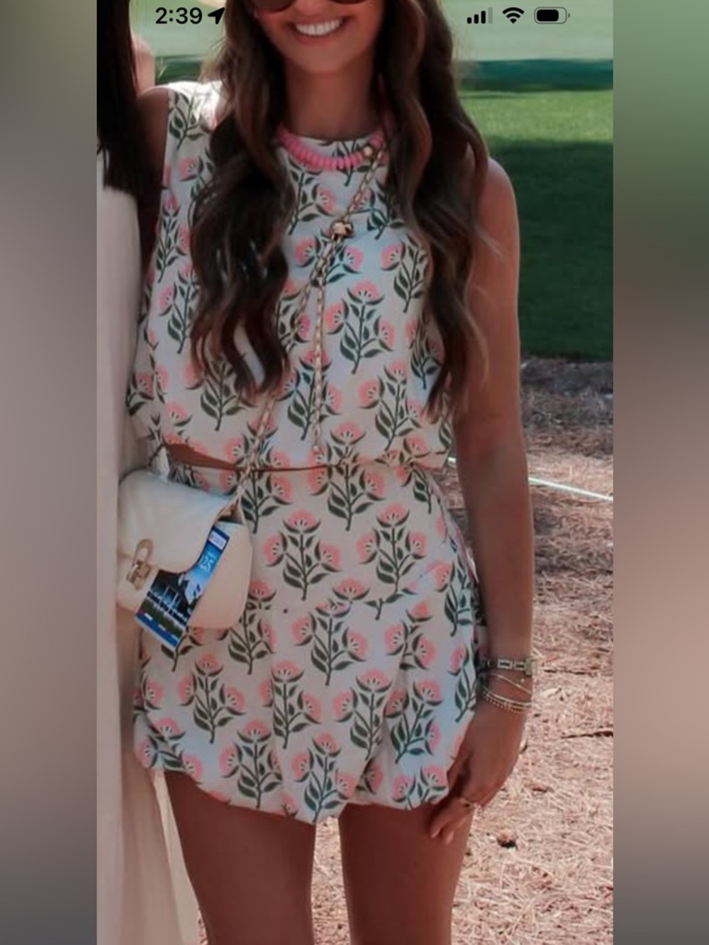Pink and Green floral bubble skirt set